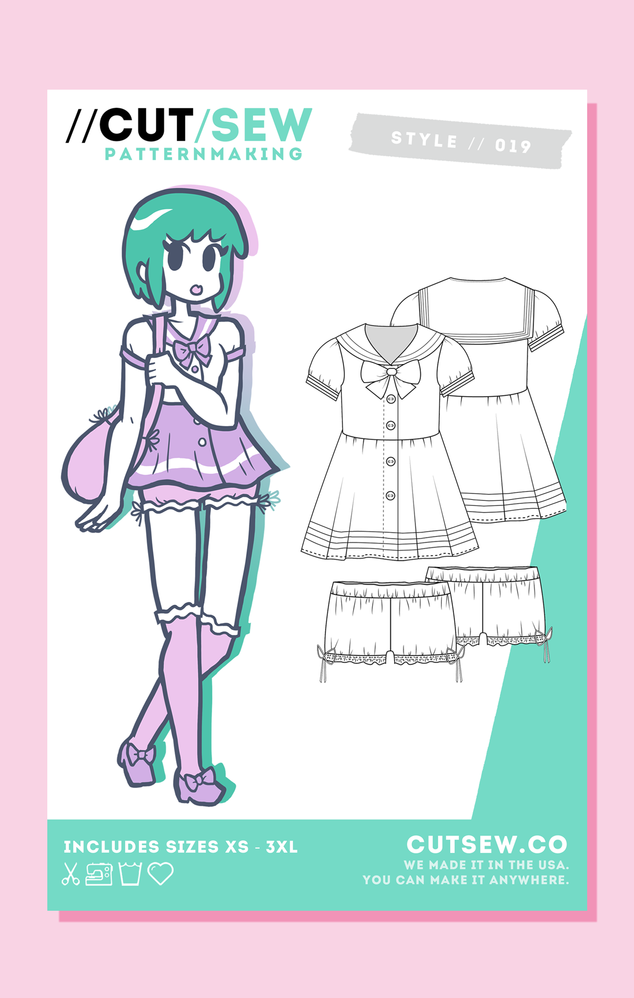 CUT/SEW Beginner Friendly Sailor Shirt & Bloomers Sewing Pattern
