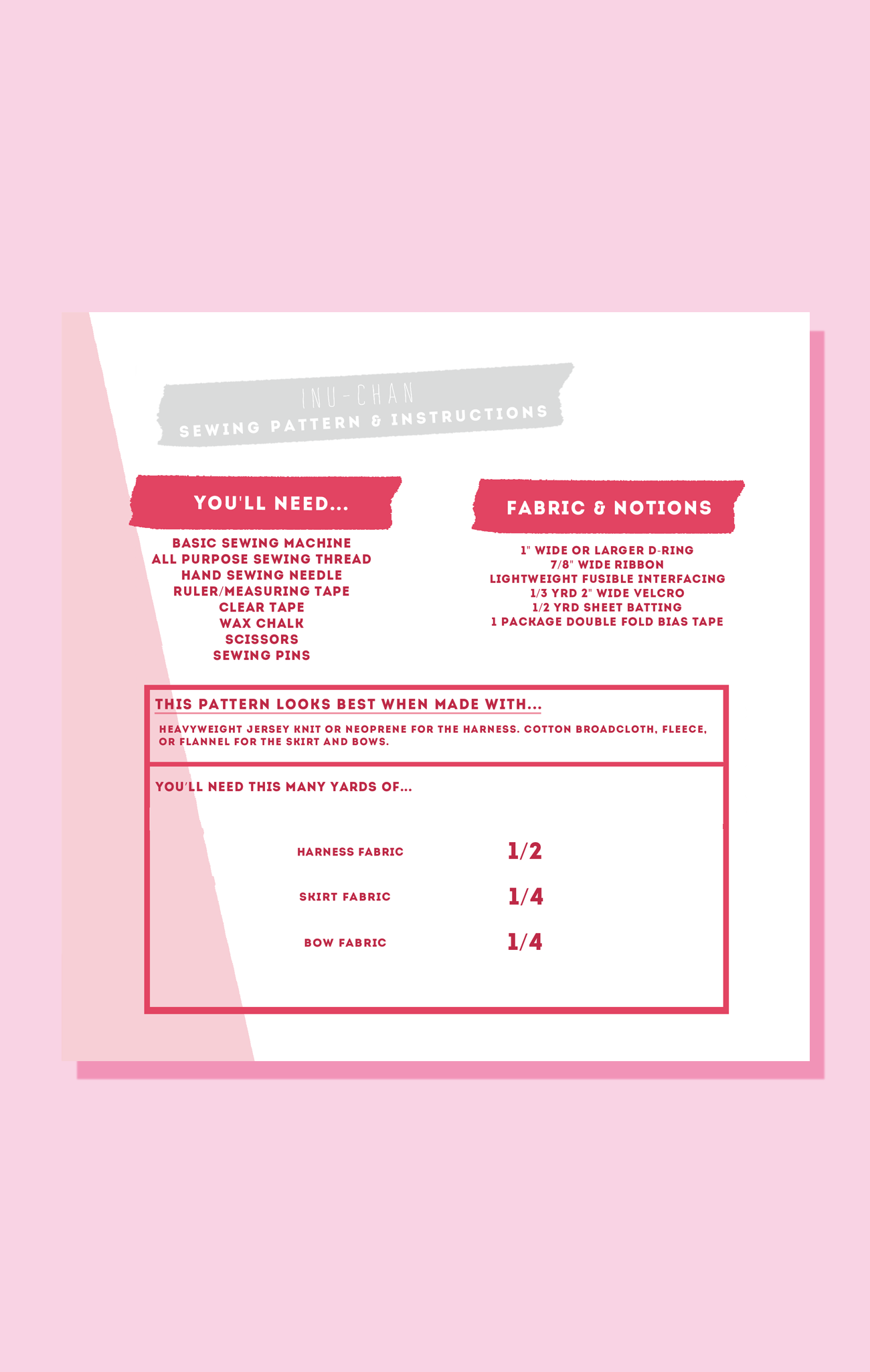 CUT/SEW Beginner Friendly Dog Seifuku Sewing Pattern