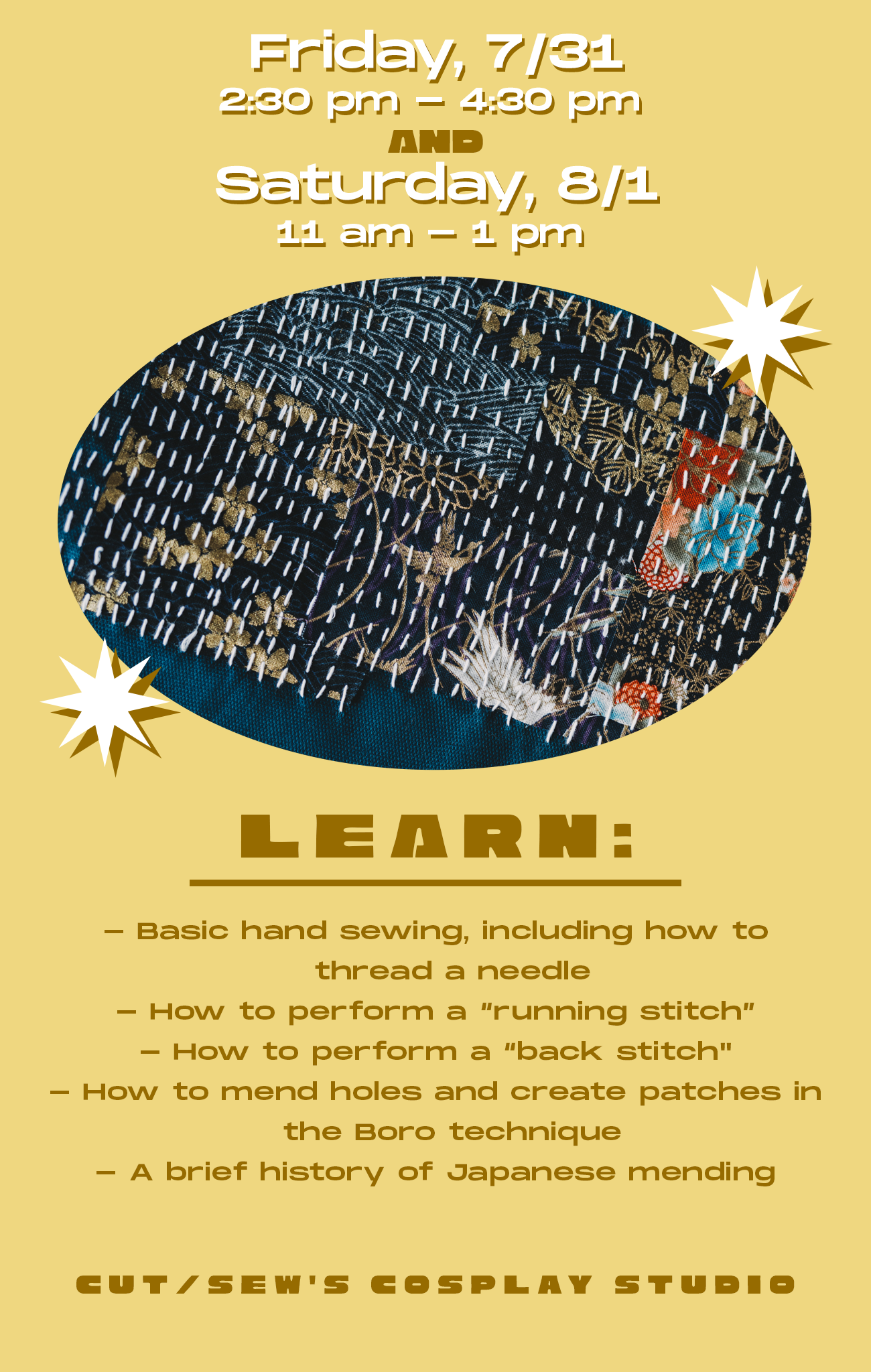METRO CLASS // Japanese Mending with Boro Embroidery