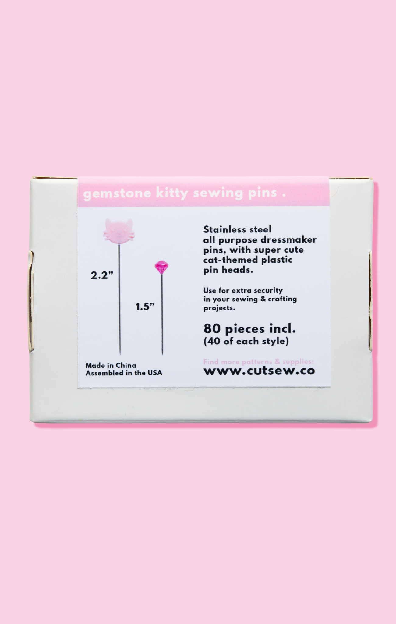 Gemstone Kitty Sewing Pins