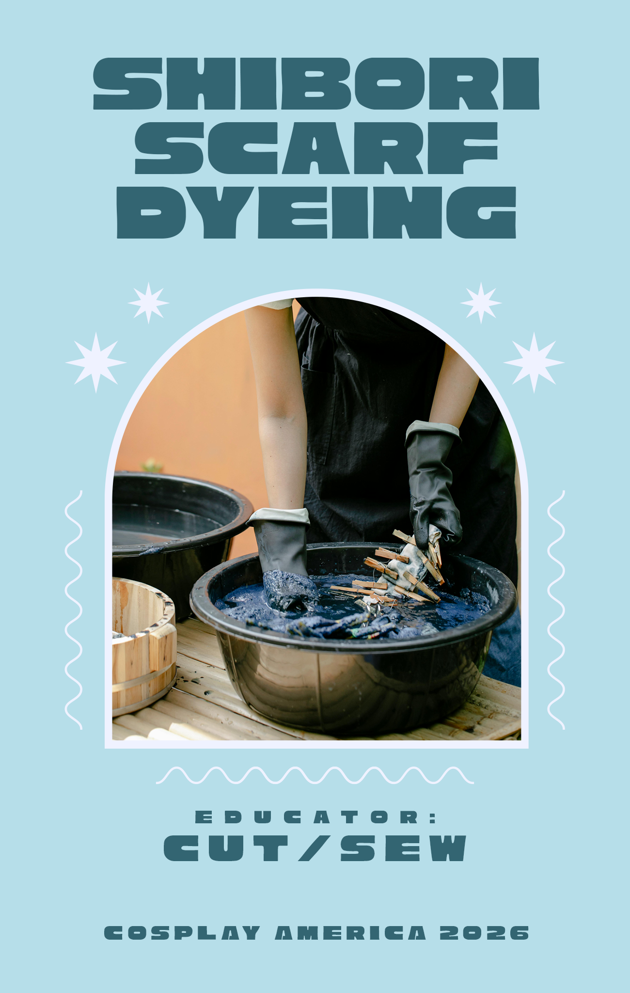 Cosplay America Workshop // Shibori Scarf Dyeing