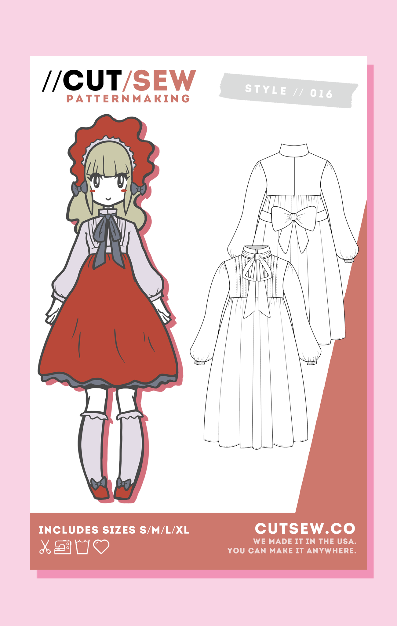 CUT/SEW Beginner Friendly Japanese Lolita OP Sewing Pattern