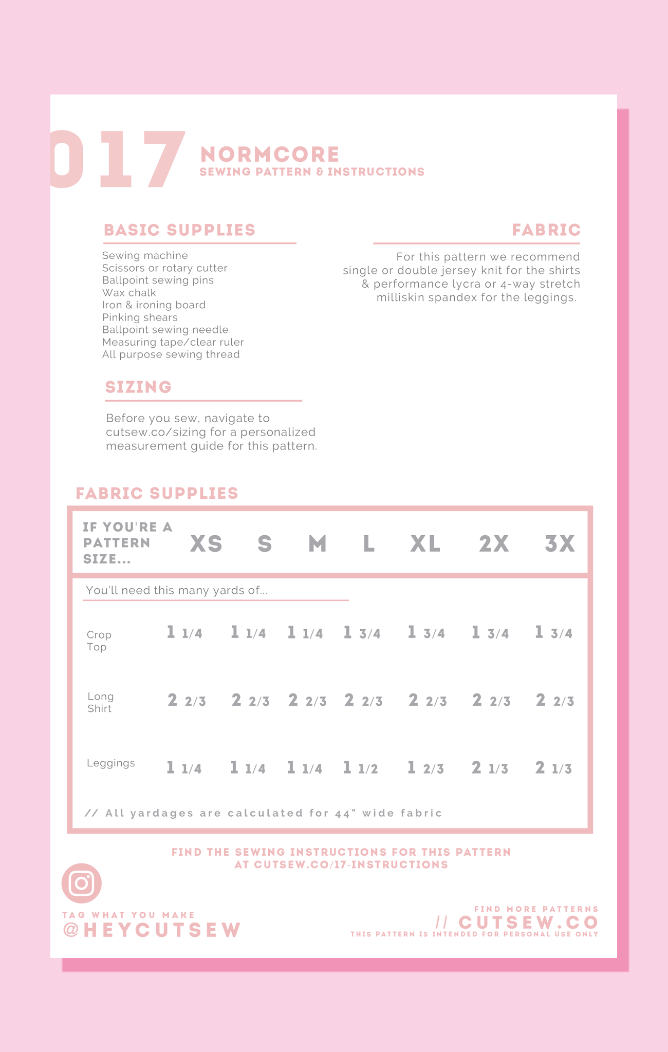CUT/SEW Beginner Friendly T-Shirt & Leggings Sewing Pattern