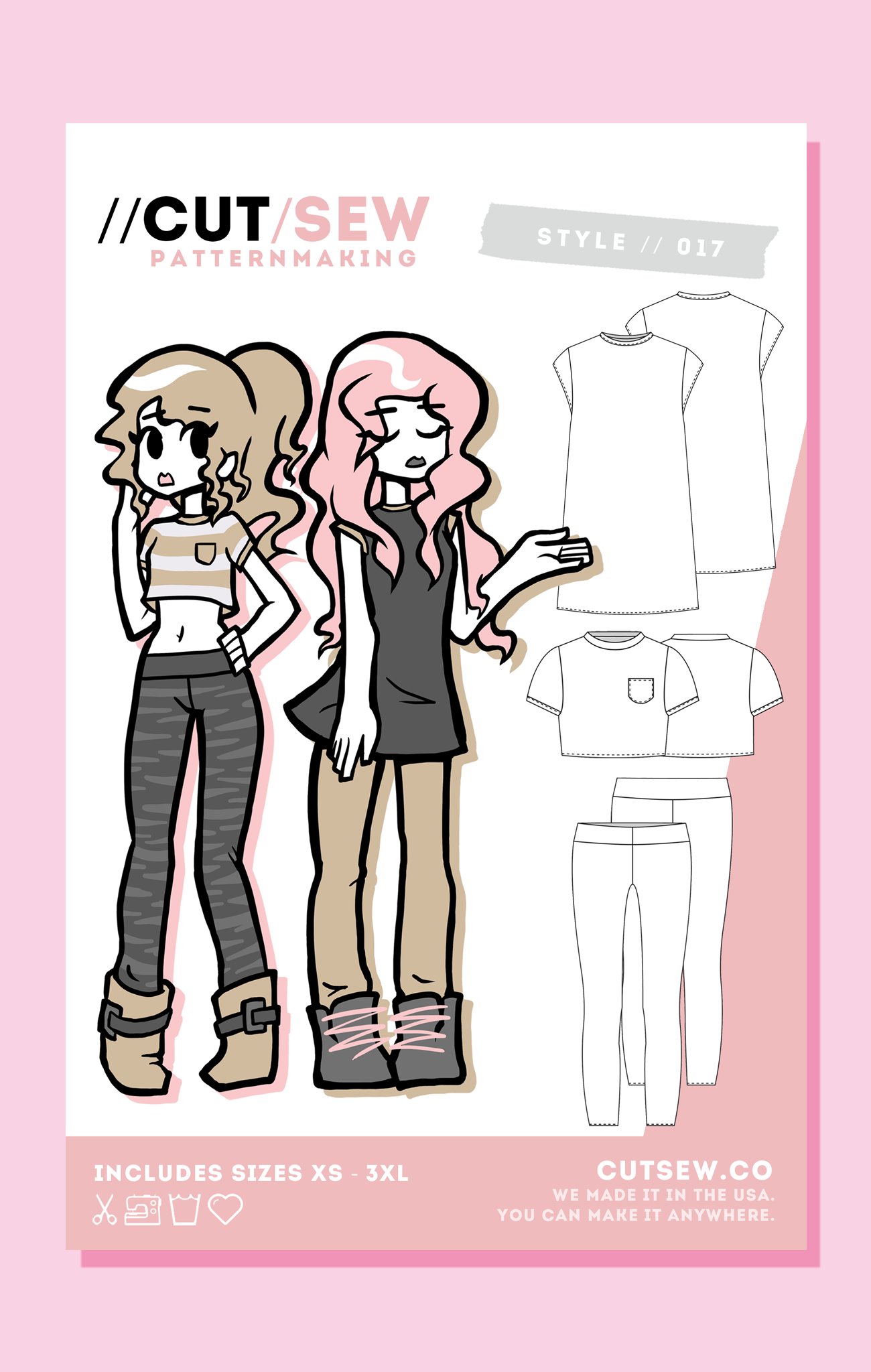 CUT/SEW Beginner Friendly T-Shirt & Leggings Sewing Pattern