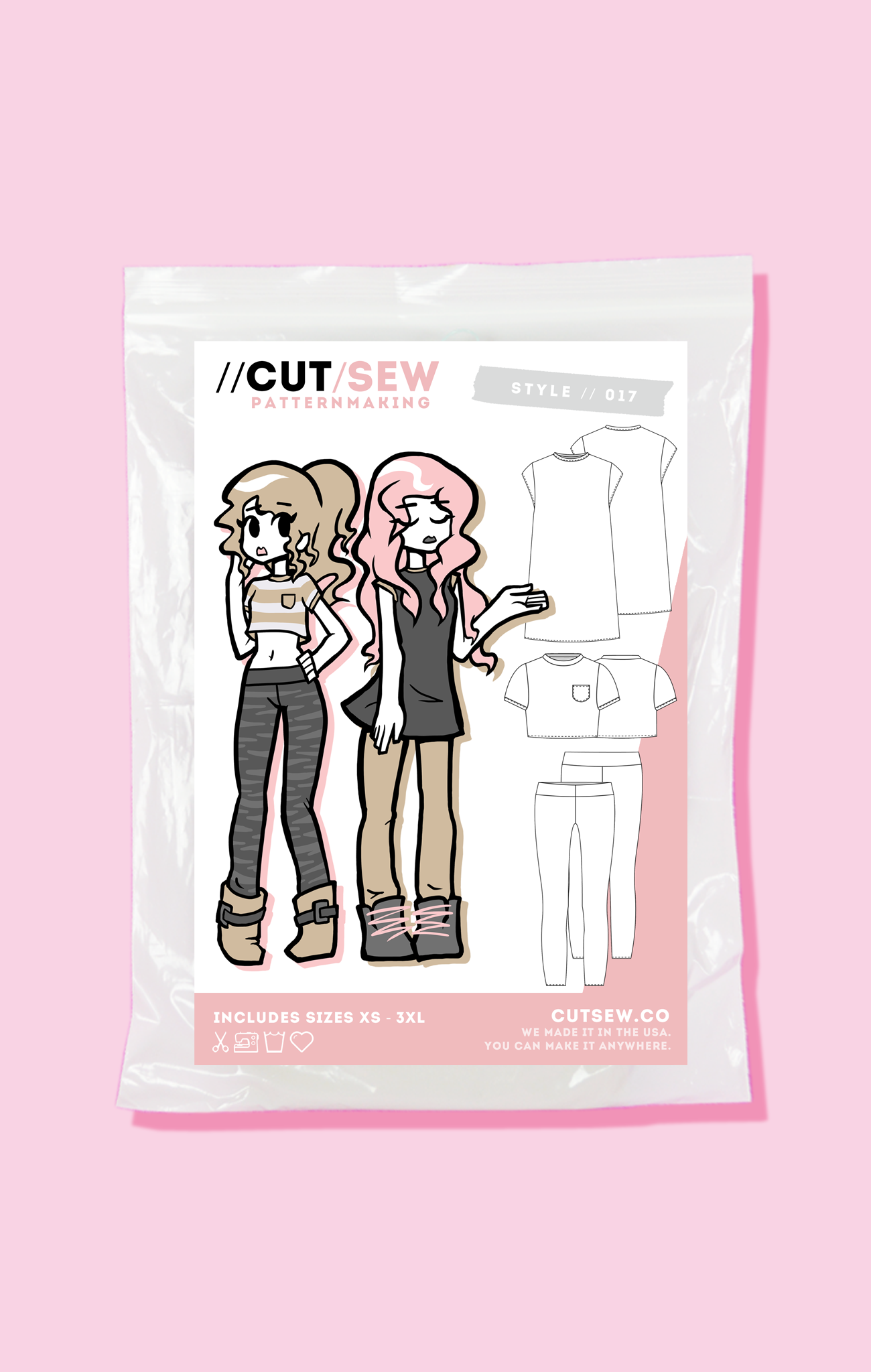 CUT/SEW Beginner Friendly T-Shirt & Leggings Sewing Pattern