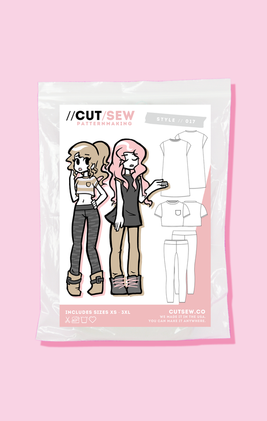 CUT/SEW Beginner Friendly T-Shirt & Leggings Sewing Pattern