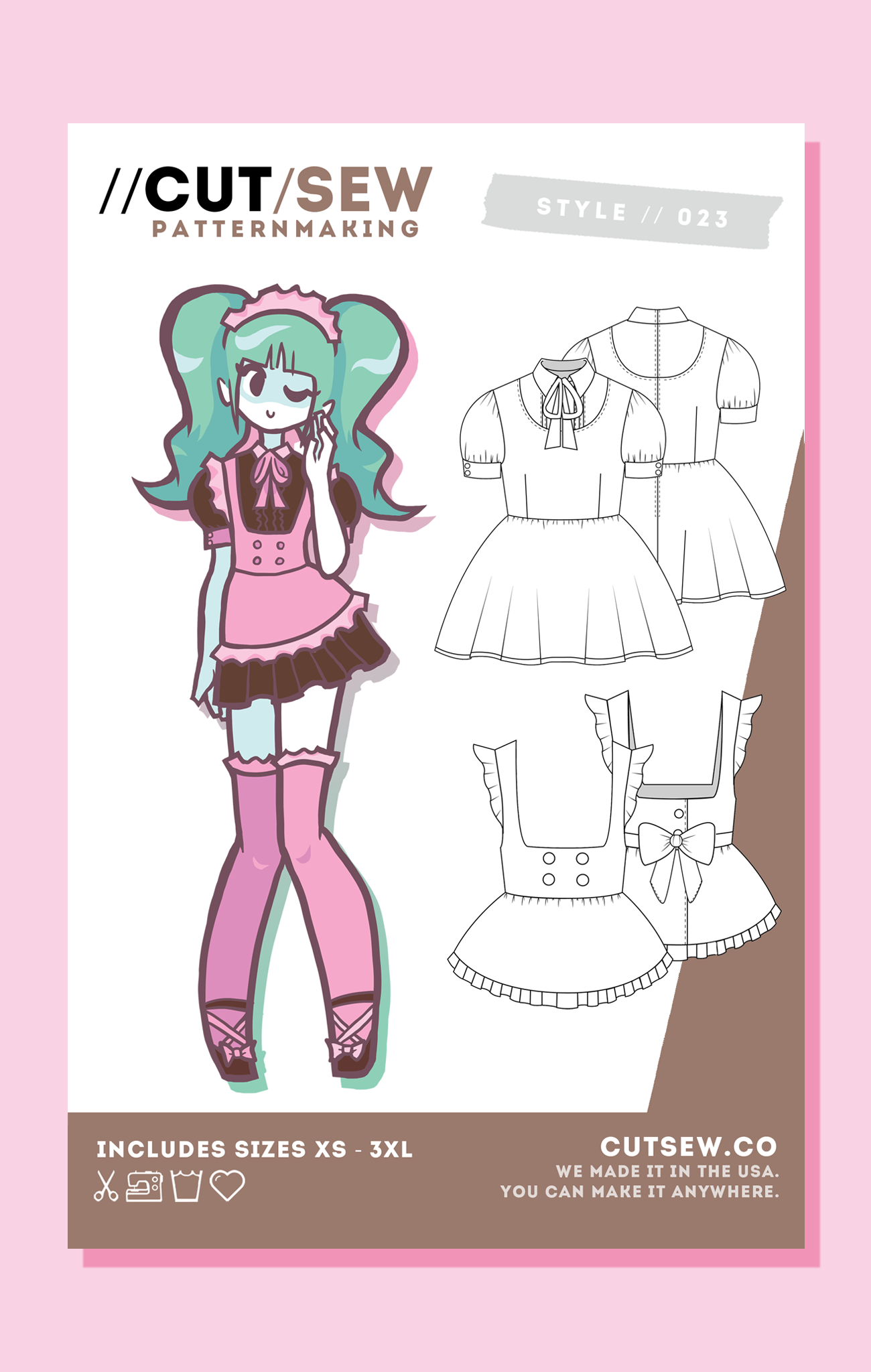 CUT/SEW Beginner Friendly Maid Costume Sewing Pattern