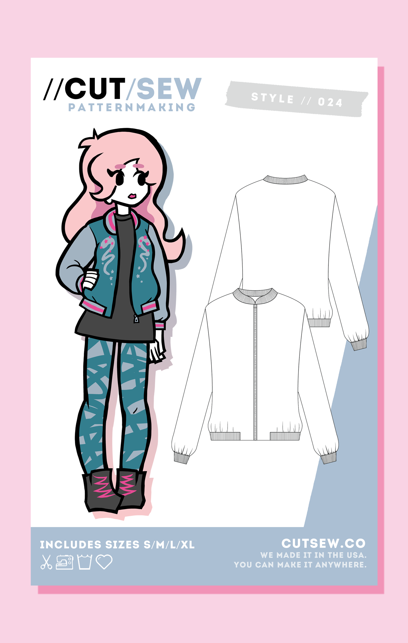 CUT/SEW Beginner Friendly Bomber Jacket Sewing Pattern