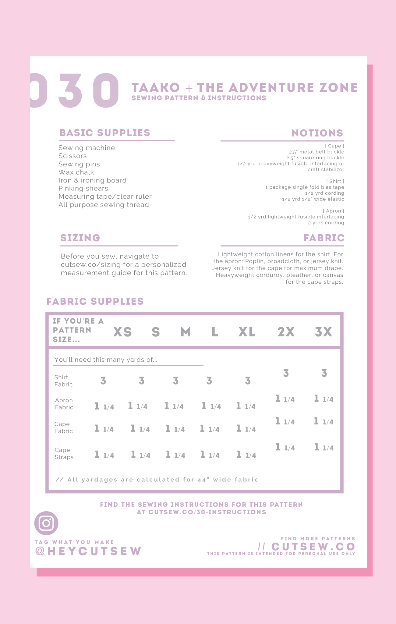CUT/SEW Beginner Friendly Adventure Zone Sewing Pattern