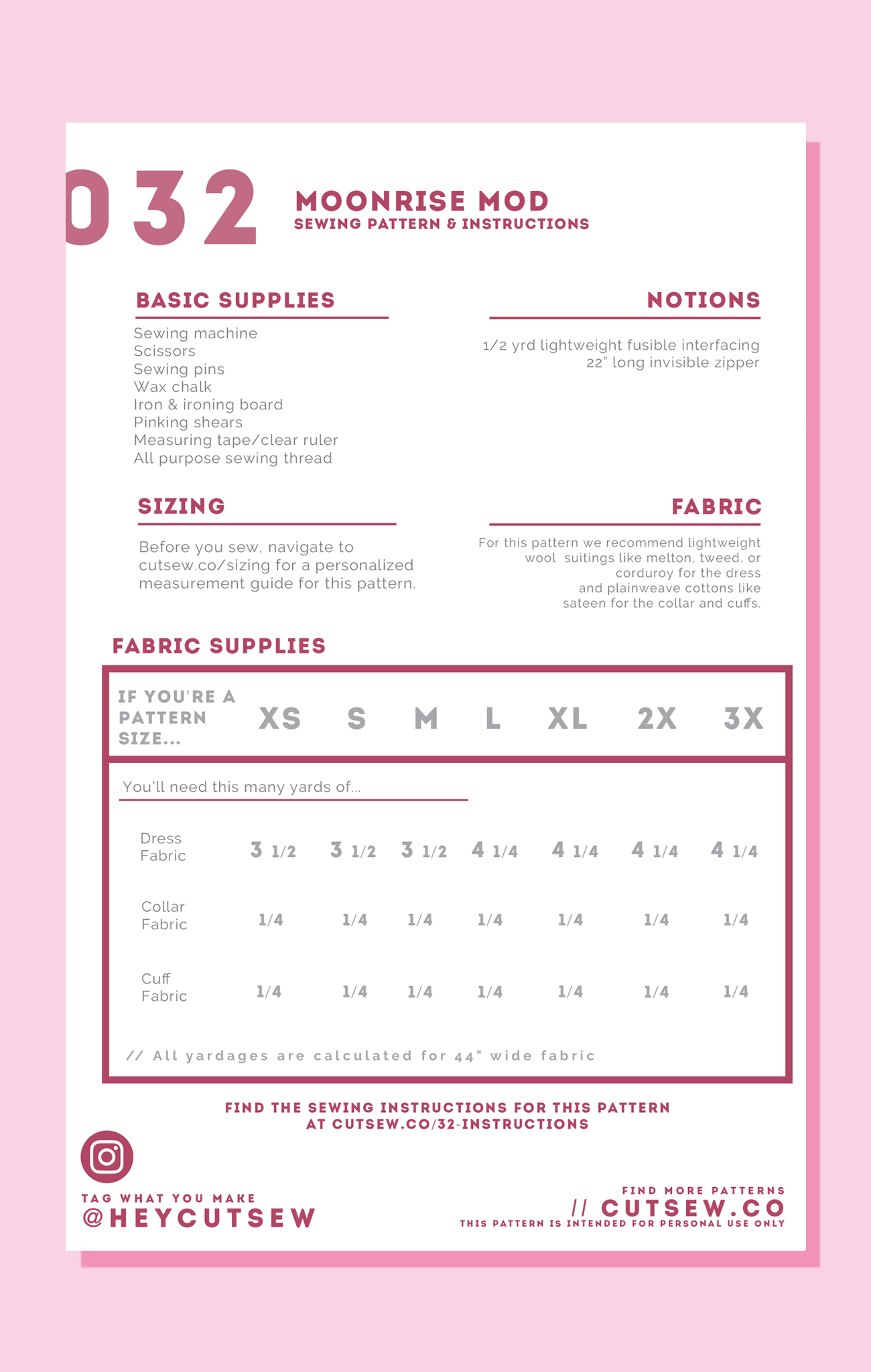 CUT/SEW Beginner Friendly Mod Dress Sewing Pattern