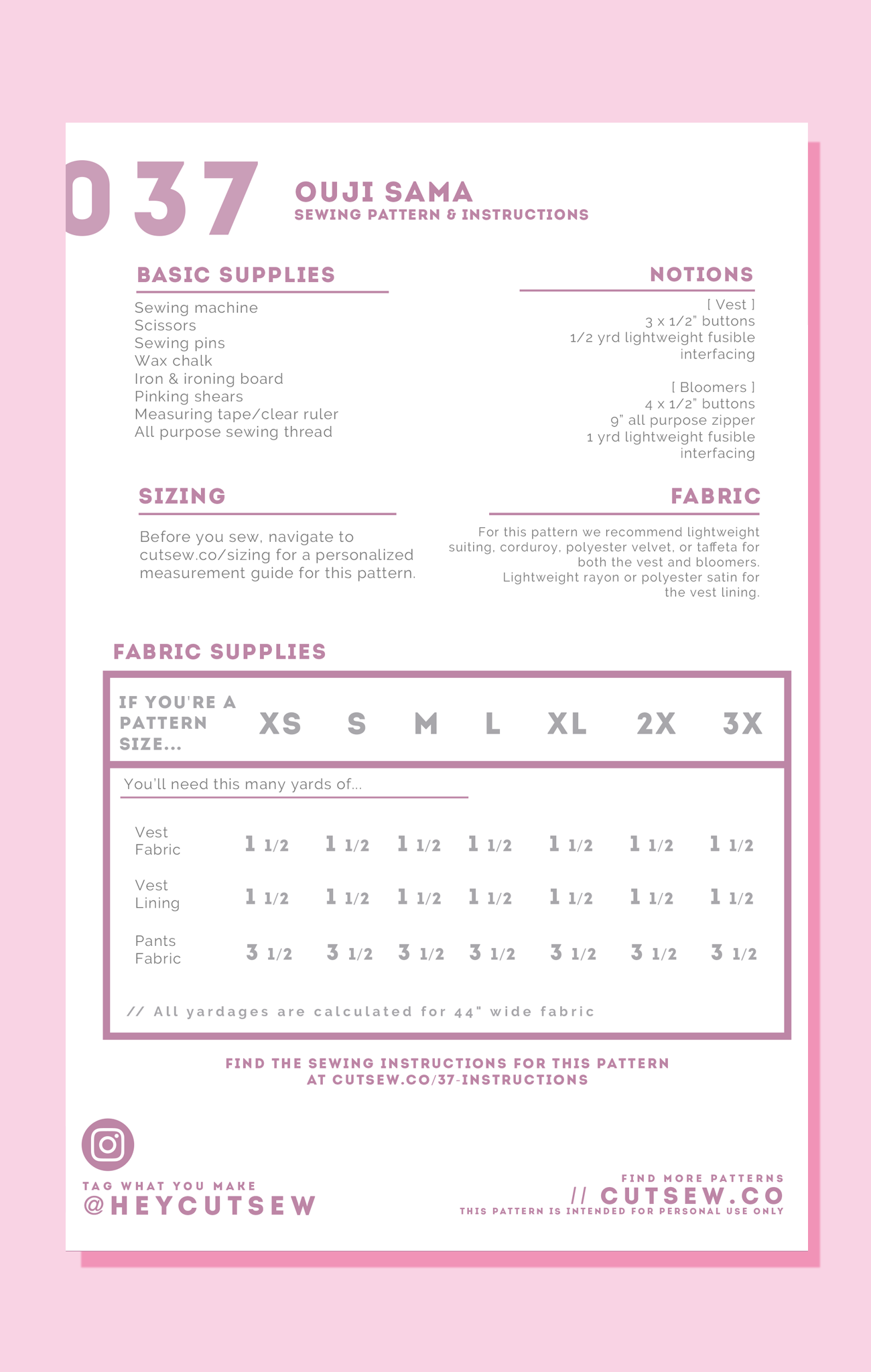 CUT/SEW Beginner Friendly Ouji Lolita Sewing Pattern