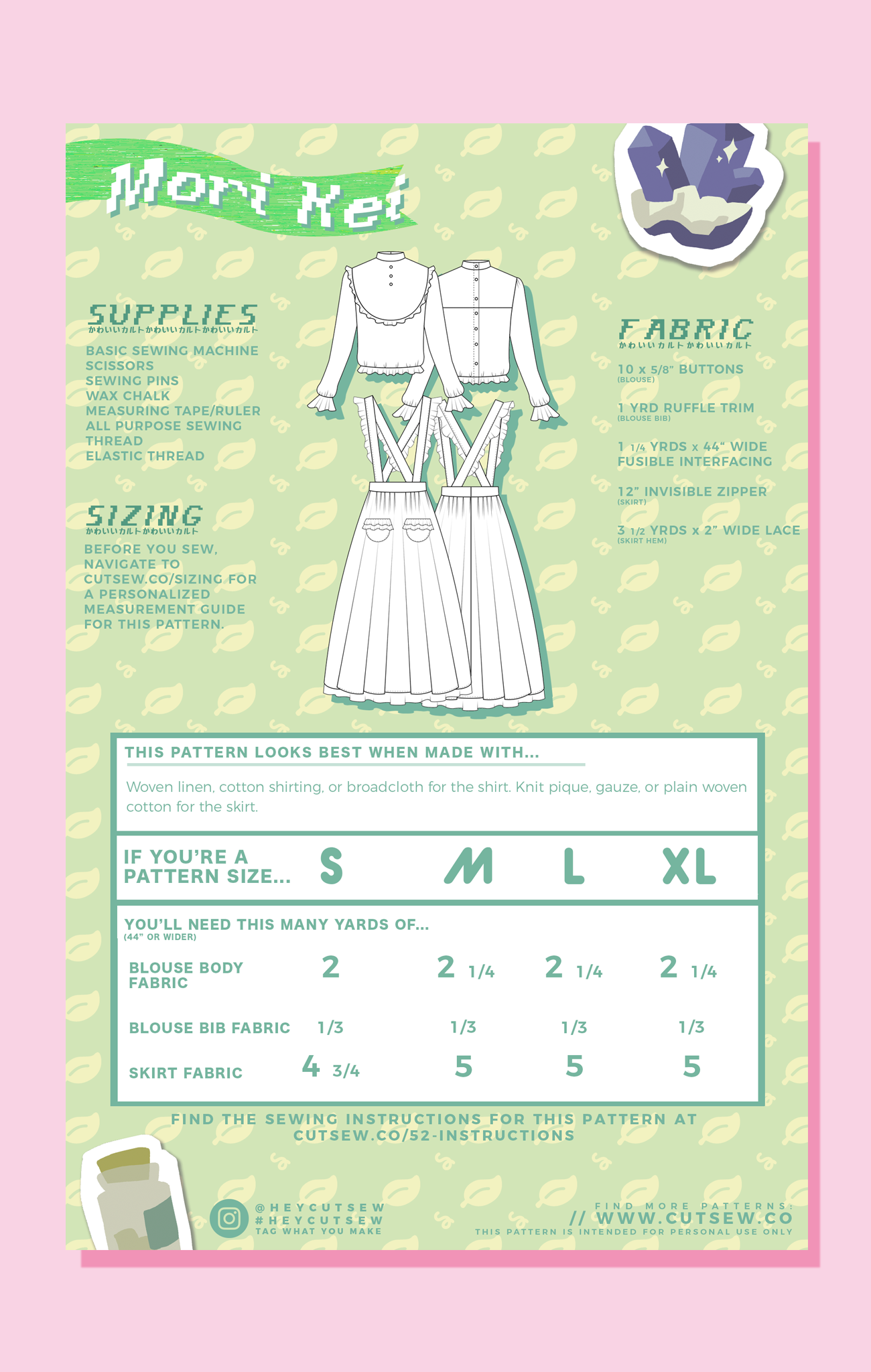 CUT/SEW Beginner Friendly Mori Girl Sewing Pattern