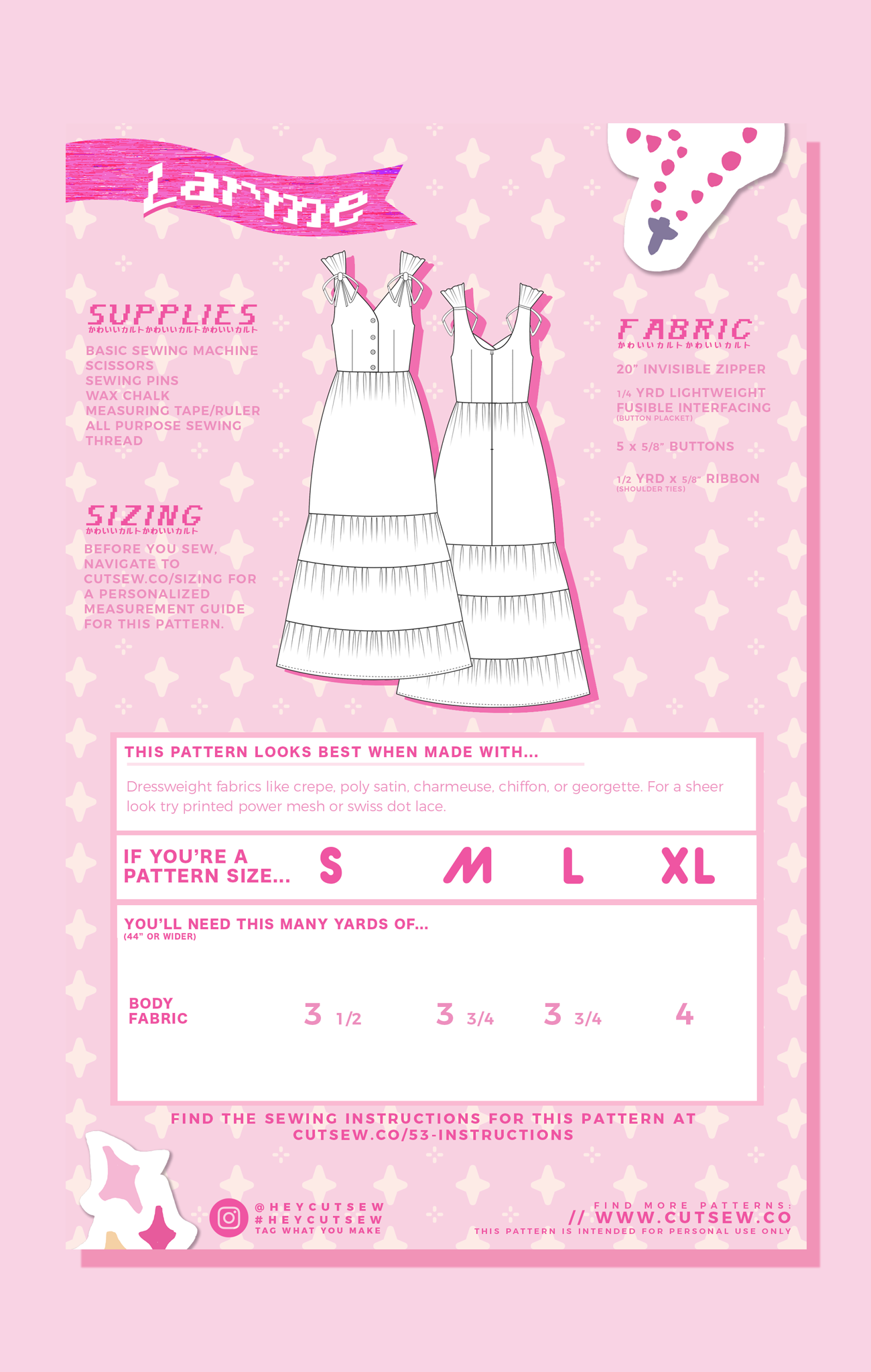 CUT/SEW Beginner Friendly Larme Day Dress Sewing Pattern