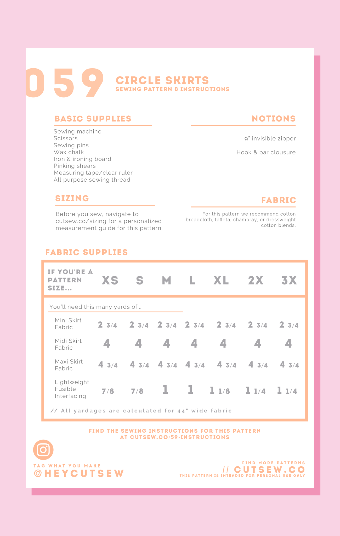 CUT/SEW Circle Skirts Beginner Friendly Sewing Patterns