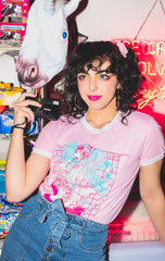 CUT/SEW Memory Lame Candy Pink Shoujo Ringer Tee